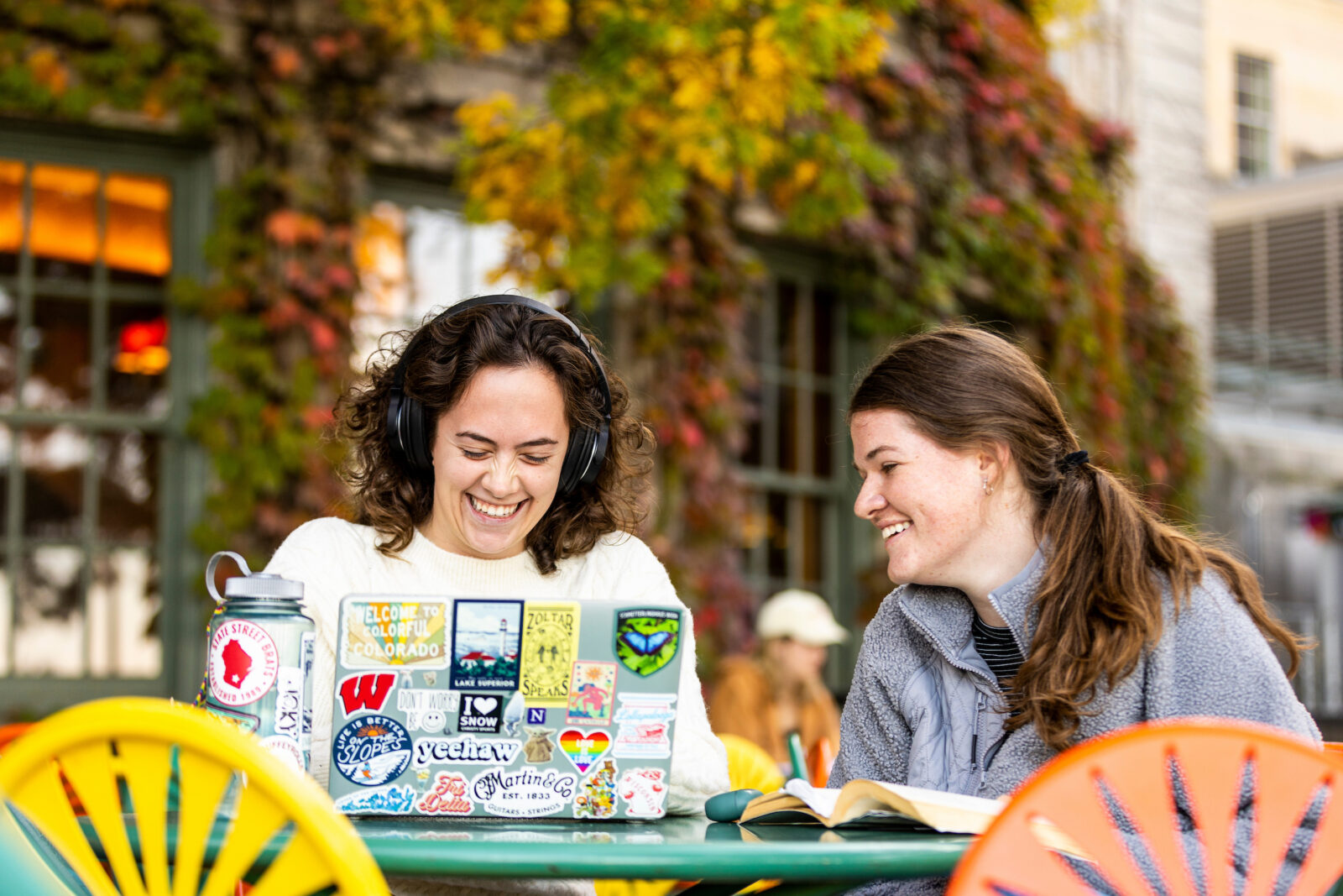 Students study for exams at the Memorial Union Terrace