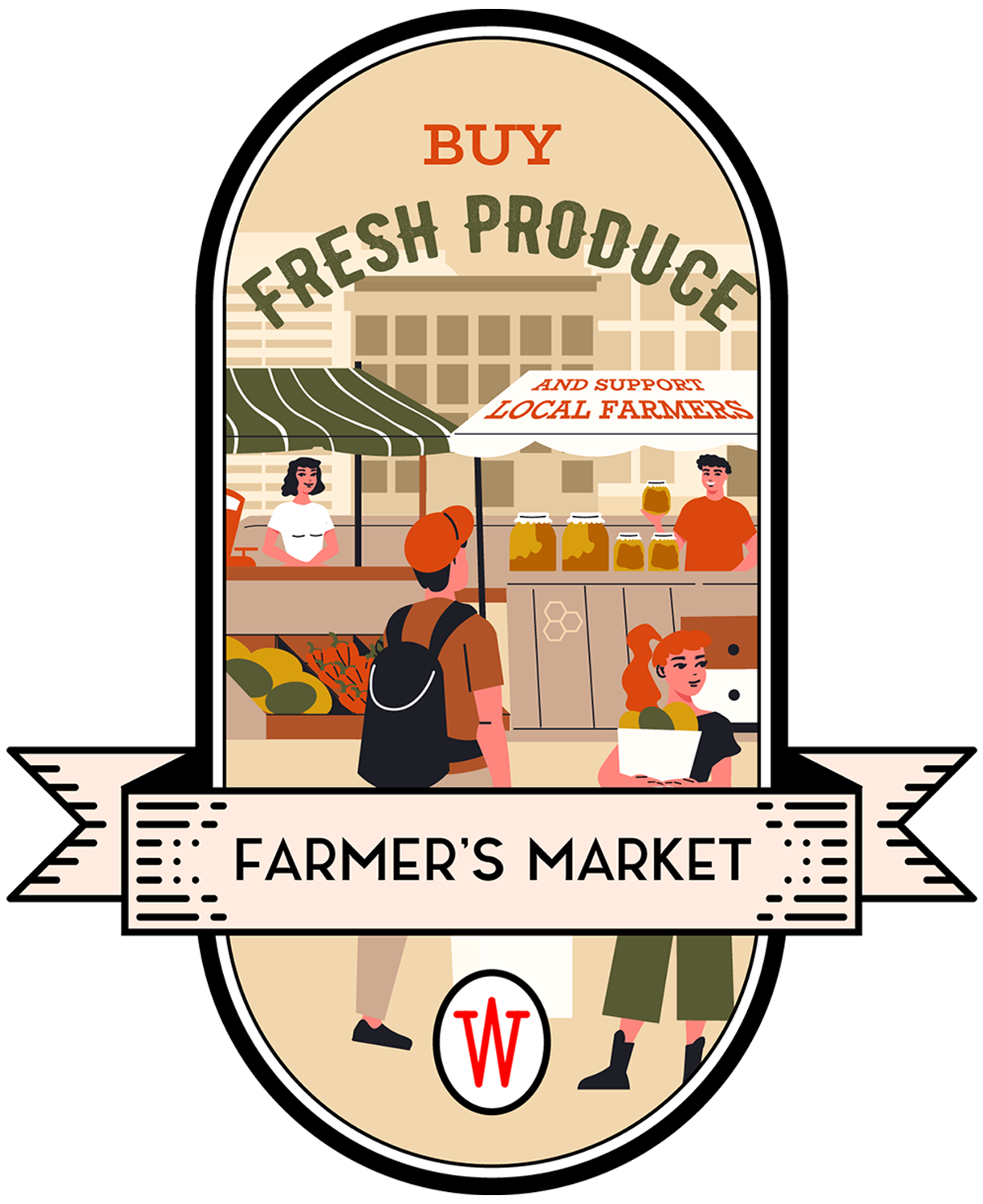 Buy fresh produce at the farmer's market icon