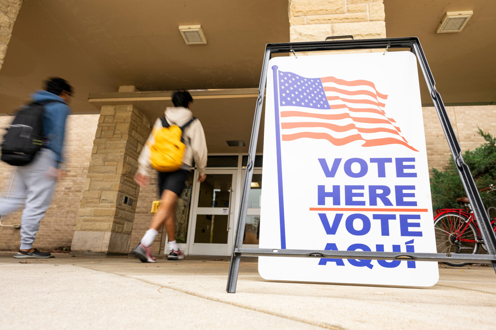 Students at the University of Wisconsin-Madison enter the Holt Commons voting location to exercise their civic right to vote during the 2024 Presidential Election on Nov. 5, 2024. (Photo by Bryce Richter / UW–Madison)